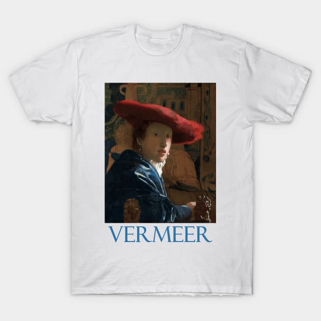 Girl with a Red Hat by Johannes Vermeer T-Shirt by Naves